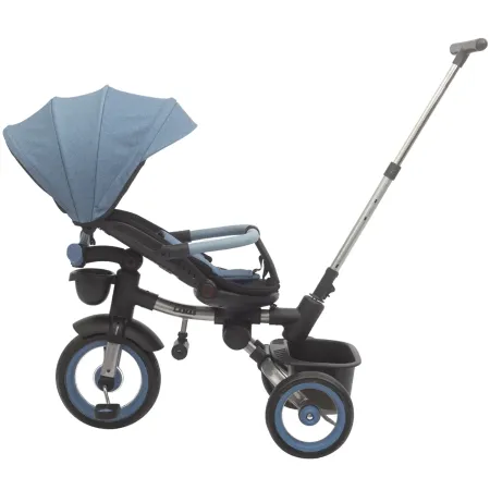 Triciclo Passeggino Evolutivo Bambini Blu 7 Modalità Sedile Girevole