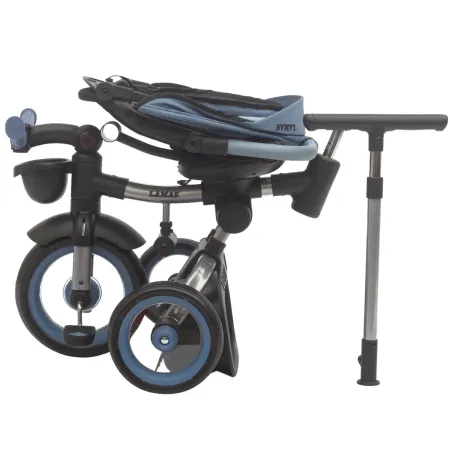 Triciclo Passeggino Evolutivo Bambini Blu 7 Modalità Sedile Girevole