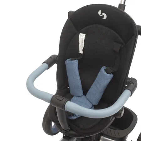 Triciclo Passeggino Evolutivo Bambini Blu 7 Modalità Sedile Girevole