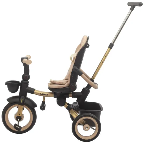 Triciclo Passeggino Evolutivo Bambini Beige 7 Modalità Sedile Girevole