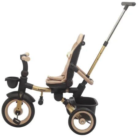 Triciclo Passeggino Evolutivo Bambini Beige 7 Modalità Sedile Girevole
