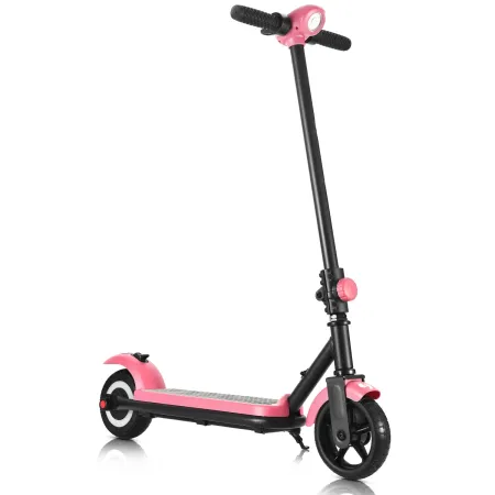Monopattino Elettrico 24V per Bambini Rosa Pieghevole 3 Velocità LED