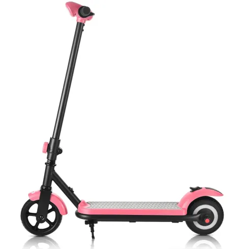 Monopattino Elettrico 24V per Bambini Rosa Pieghevole 3 Velocità LED