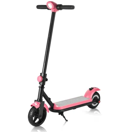 Monopattino Elettrico 24V per Bambini Rosa Pieghevole 3 Velocità LED