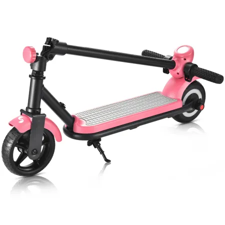 Monopattino Elettrico 24V per Bambini Rosa Pieghevole 3 Velocità LED