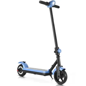 Monopattino Elettrico 24V per Bambini Blu Pieghevole 3 Velocità LED