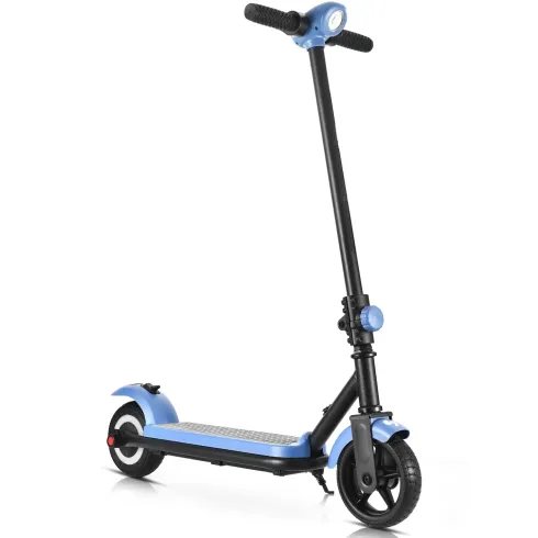 Monopattino Elettrico 24V per Bambini Blu Pieghevole 3 Velocità LED