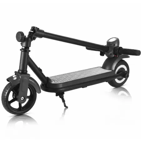 Monopattino Elettrico 24V per Bambini Nero Pieghevole 3 Velocità LED