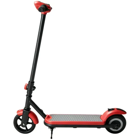 Monopattino Elettrico 24V per Bambini Rosso Pieghevole 3 Velocità LED