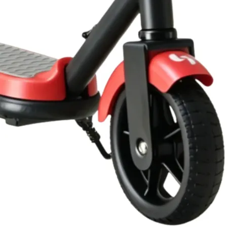 Monopattino Elettrico 24V per Bambini Rosso Pieghevole 3 Velocità LED