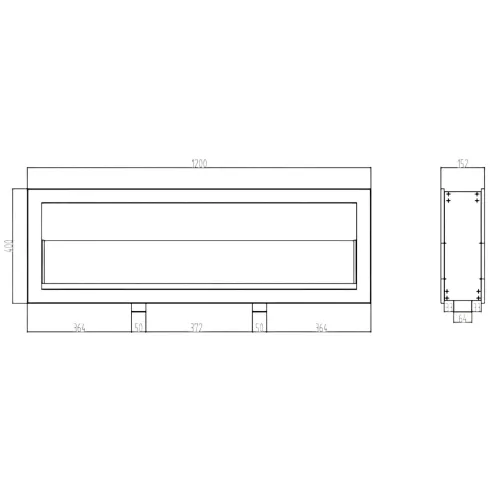 Camino Bioetanolo Bifacciale da Incasso 120x15x40 cm 3 kW Nero