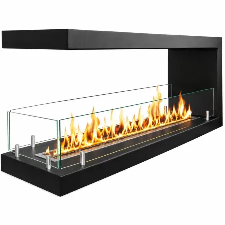 Camino Bioetanolo Trifacciale da Incasso 120x30x50 cm 3 kW Nero