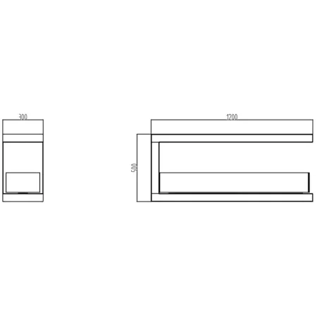 Camino Bioetanolo Trifacciale da Incasso 120x30x50 cm 3 kW Nero