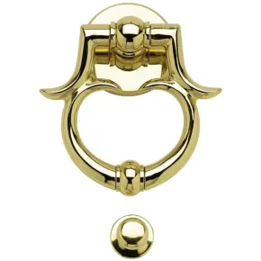 Anello Battente per Porta Blindata Barocco in Ottone 150 mm Oro Lucido