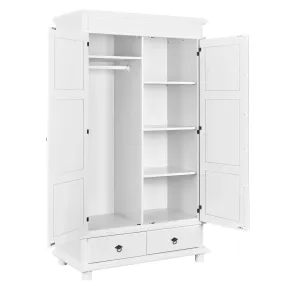 Armadio 2 Ante 2 Cassetti h 200 Bianco Ripiani Cassetti Mobile Cabina Guardaroba 2