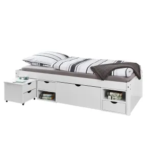 Letto Singolo Bianco a Doghe 90x200 Legno con Comodino | BricoShop24