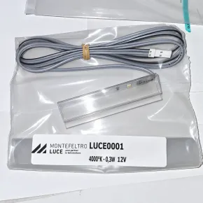 2 Spot Luce LED Bianco per Ripiano in Legno 12V con Trasformatore 2