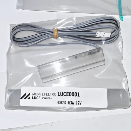 2 Spot Luce LED Blu per Ripiano in Legno 12V con Trasformatore