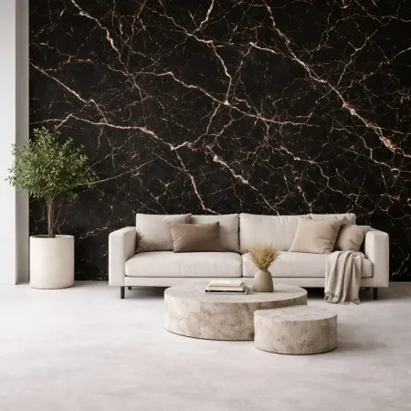 Set 6 Pannelli Effetto Marmo Nero in PVC UV Impermeabile da Parete