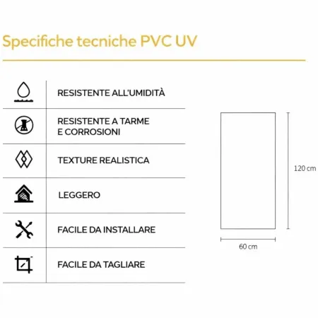 Set 6 Pannelli Effetto Marmo Nero in PVC UV Impermeabile da Parete