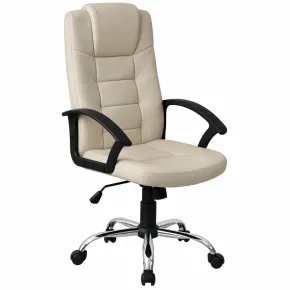 Sedia Ufficio con Ruote Beige Imbottita Braccioli Scrivania Poltrona Ergonomica | BricoShop24