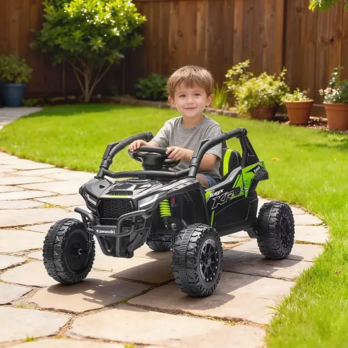 Auto Elettrica per Bambini Kawasaki Buggy 12V Nero con Radiocomando