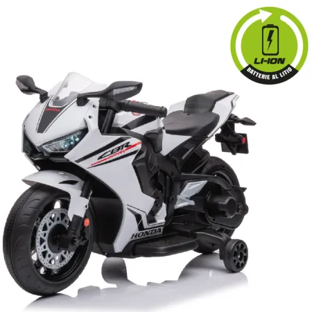 Moto Elettrica per Bambini Honda CBR1000RR 10,2V Bianco con LED