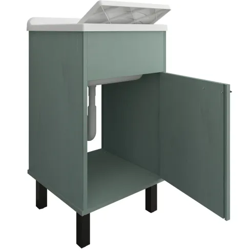 Mobile Lavatoio 45x50x85 cm in PVC Verde Vasca in PP Interno Esterno