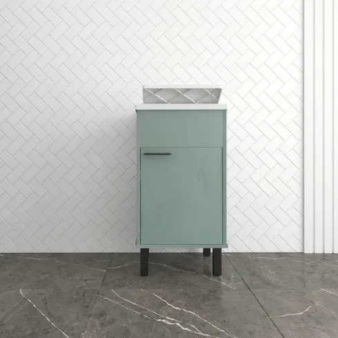 Mobile Lavatoio 45x50x85 cm in PVC Verde Vasca in PP Interno Esterno