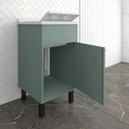 Mobile Lavatoio 45x50x85 cm in PVC Verde Vasca in PP Interno Esterno