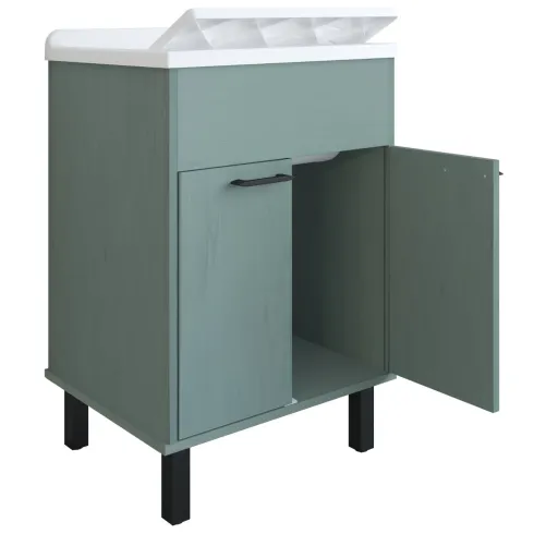 Mobile Lavatoio 60x50x85 cm in PVC Verde Vasca in PP Doppia Anta