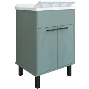 Mobile Lavatoio 60x50x85 cm in PVC Verde Vasca in PP Doppia Anta