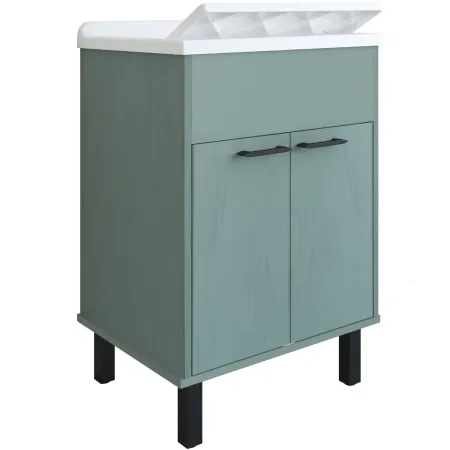 Mobile Lavatoio 60x50x85 cm in PVC Verde Vasca in PP Doppia Anta