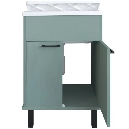 Mobile Lavatoio 60x50x85 cm in PVC Verde Vasca in PP Doppia Anta
