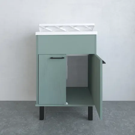 Mobile Lavatoio 60x50x85 cm in PVC Verde Vasca in PP Doppia Anta