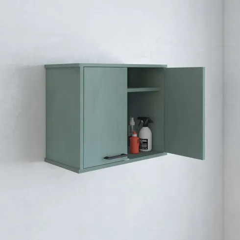 Pensile Lavanderia 60x34x52,5 cm in PVC Verde Ripiano Doppia Anta
