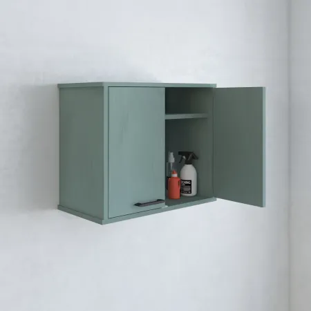 Pensile Lavanderia 60x34x52,5 cm in PVC Verde Ripiano Doppia Anta