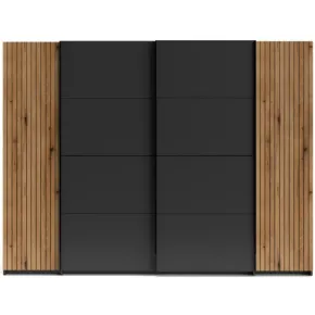 Armadio 4 Ante Camera da Letto Antracite Rovere con 10 Ripiani 2