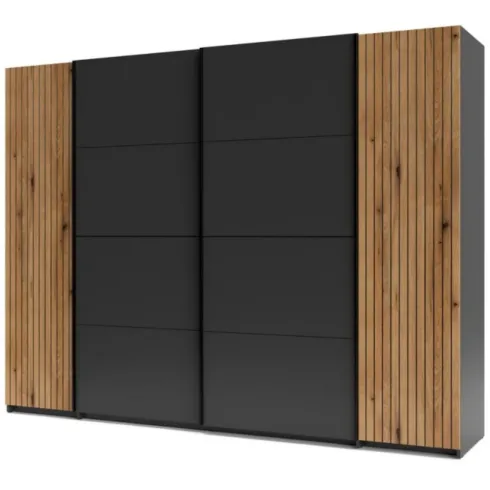 Armadio 4 Ante Camera da Letto Antracite Rovere con 10 Ripiani