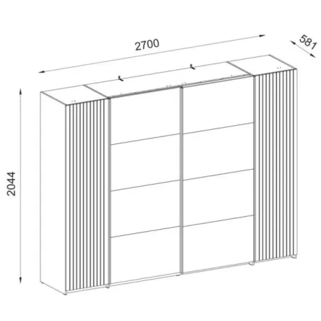 Armadio 4 Ante Camera da Letto Antracite Rovere con 10 Ripiani