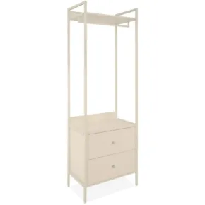 Appendiabiti da Ingresso con 2 Cassetti Asta in Metallo Beige da Terra