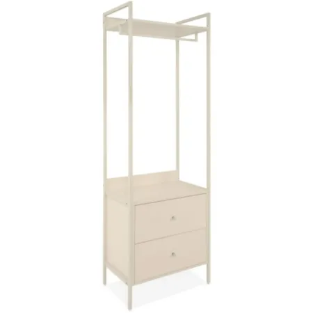Appendiabiti da Ingresso con 2 Cassetti Asta in Metallo Beige da Terra