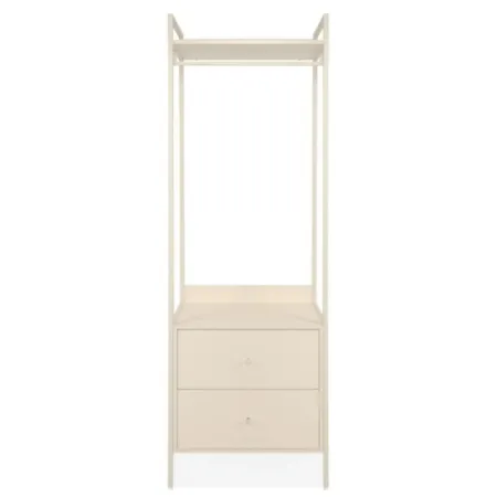 Appendiabiti da Ingresso con 2 Cassetti Asta in Metallo Beige da Terra