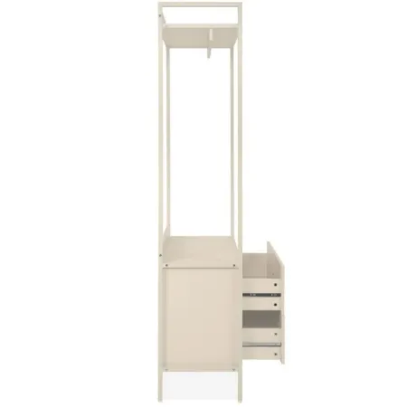 Appendiabiti da Ingresso con 2 Cassetti Asta in Metallo Beige da Terra