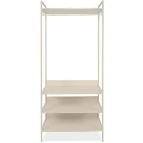 Appendiabiti da Terra con 3 Ripiani Asta in Metallo Beige da Ingresso 2