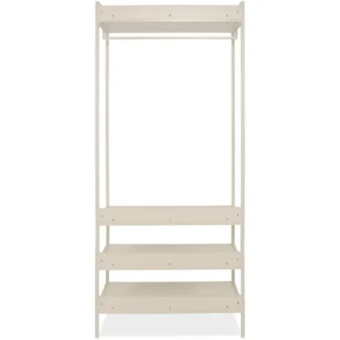 Appendiabiti da Terra con 3 Ripiani Asta in Metallo Beige da Ingresso