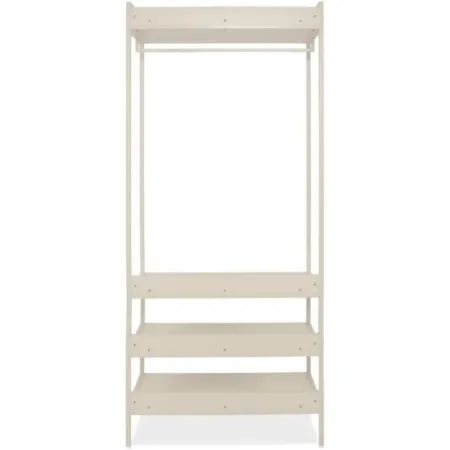 Appendiabiti da Terra con 3 Ripiani Asta in Metallo Beige da Ingresso
