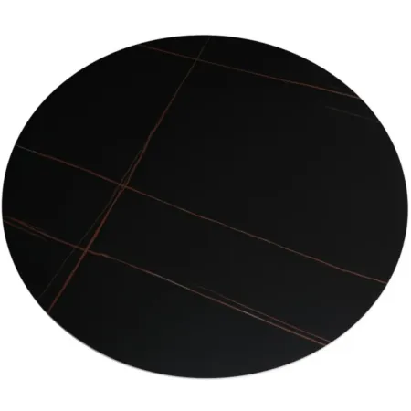 Tavolo da Pranzo Rotondo 120x120 cm Ceramica Nero Venature Oro