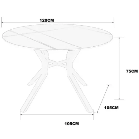 Tavolo da Pranzo Rotondo 120x120 cm Ceramica Nero Venature Oro