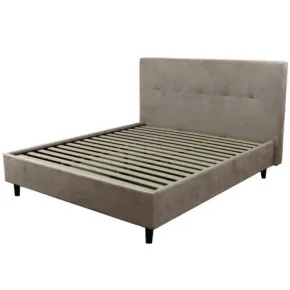 Letto Matrimoniale 160x190 cm Struttura Imbottita Tortora con Rete